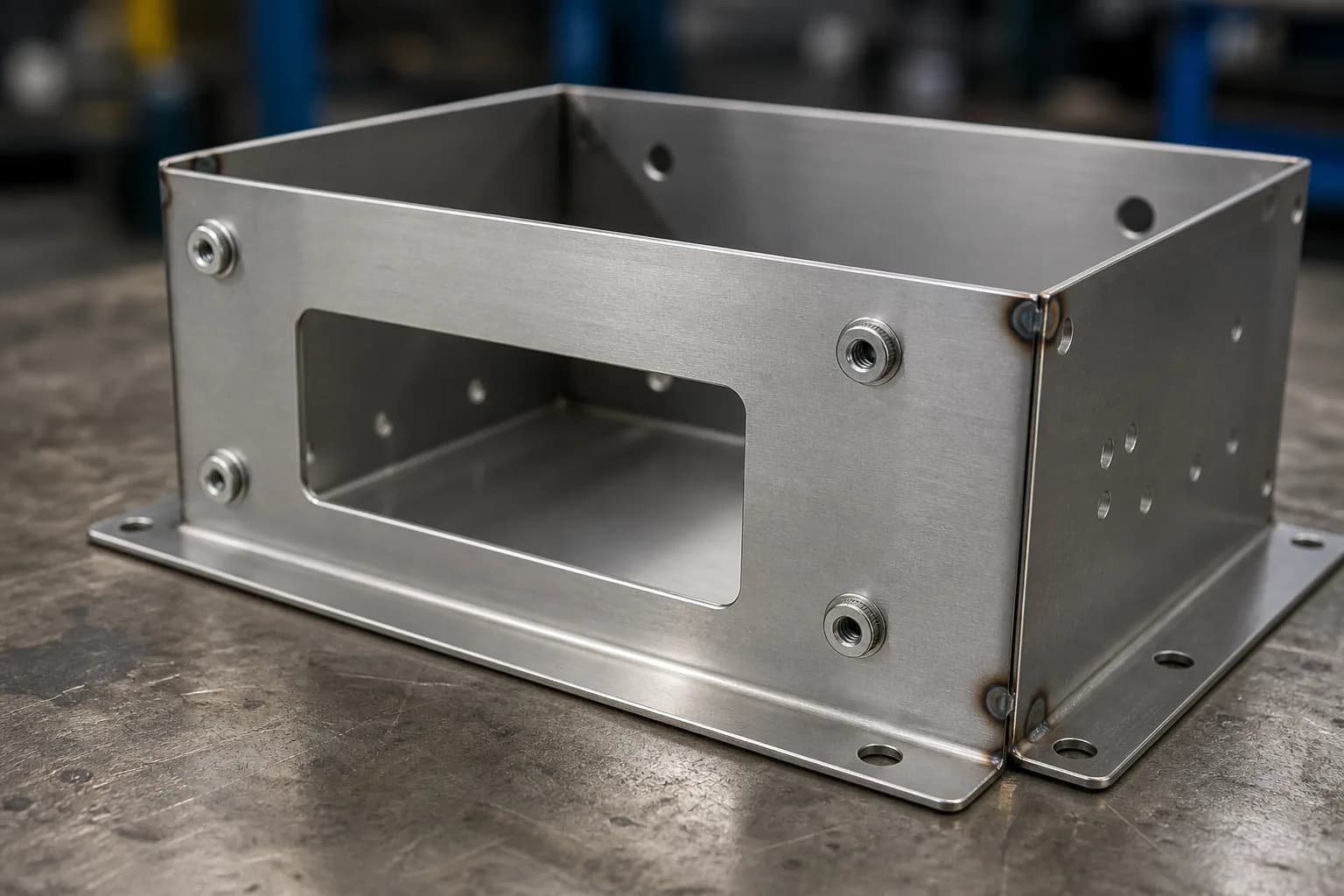 Formed sheet metal enclosure chassis with installed threaded hardware