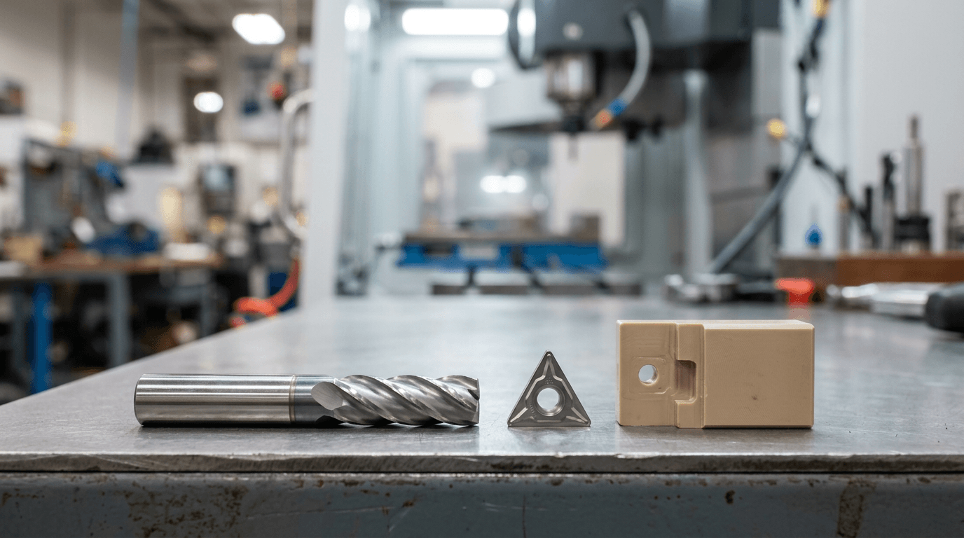 Uncoated carbide cutting tool and PEEK workpiece for CNC machining