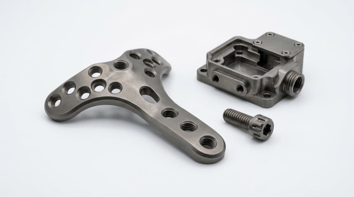 Ti-6Al-4V titanium alloy — immune to chloride pitting and crevice corrosion in seawater and body fluids.