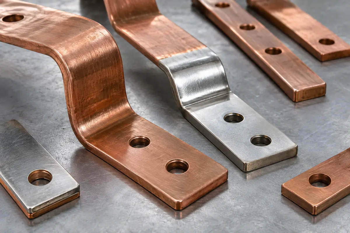 copper contact features positioned for dimensional inspection